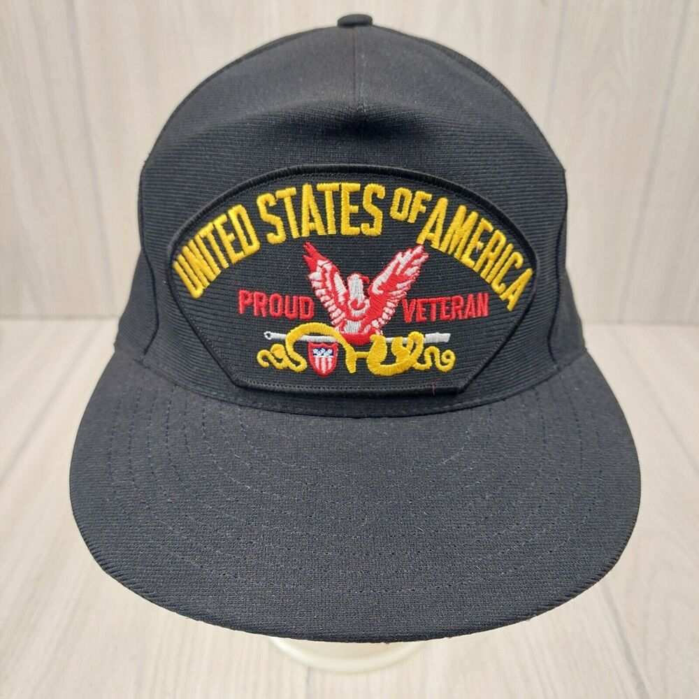 Vintage United‎ States of America Proud Veteran Hat Cap Patch Military Snapback
